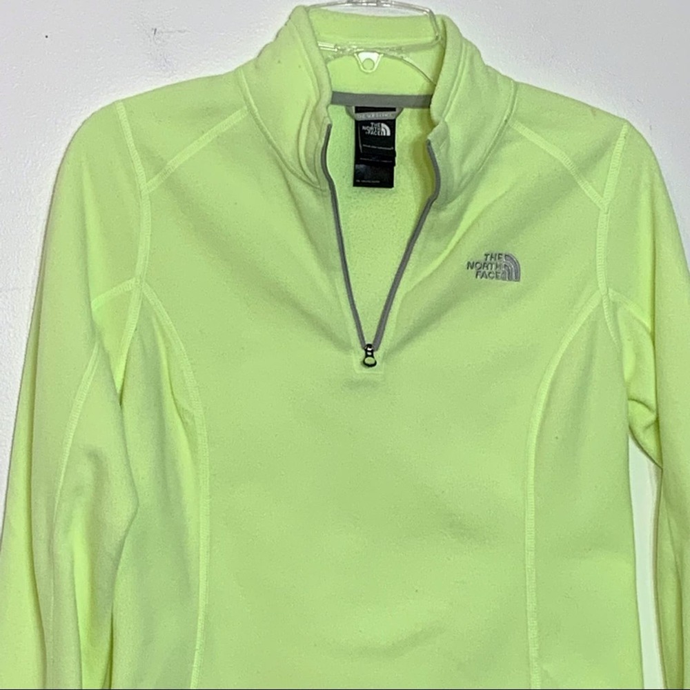 EUC The North Face pale lime yellow quarter zip super‎ soft fleece sweatshirt